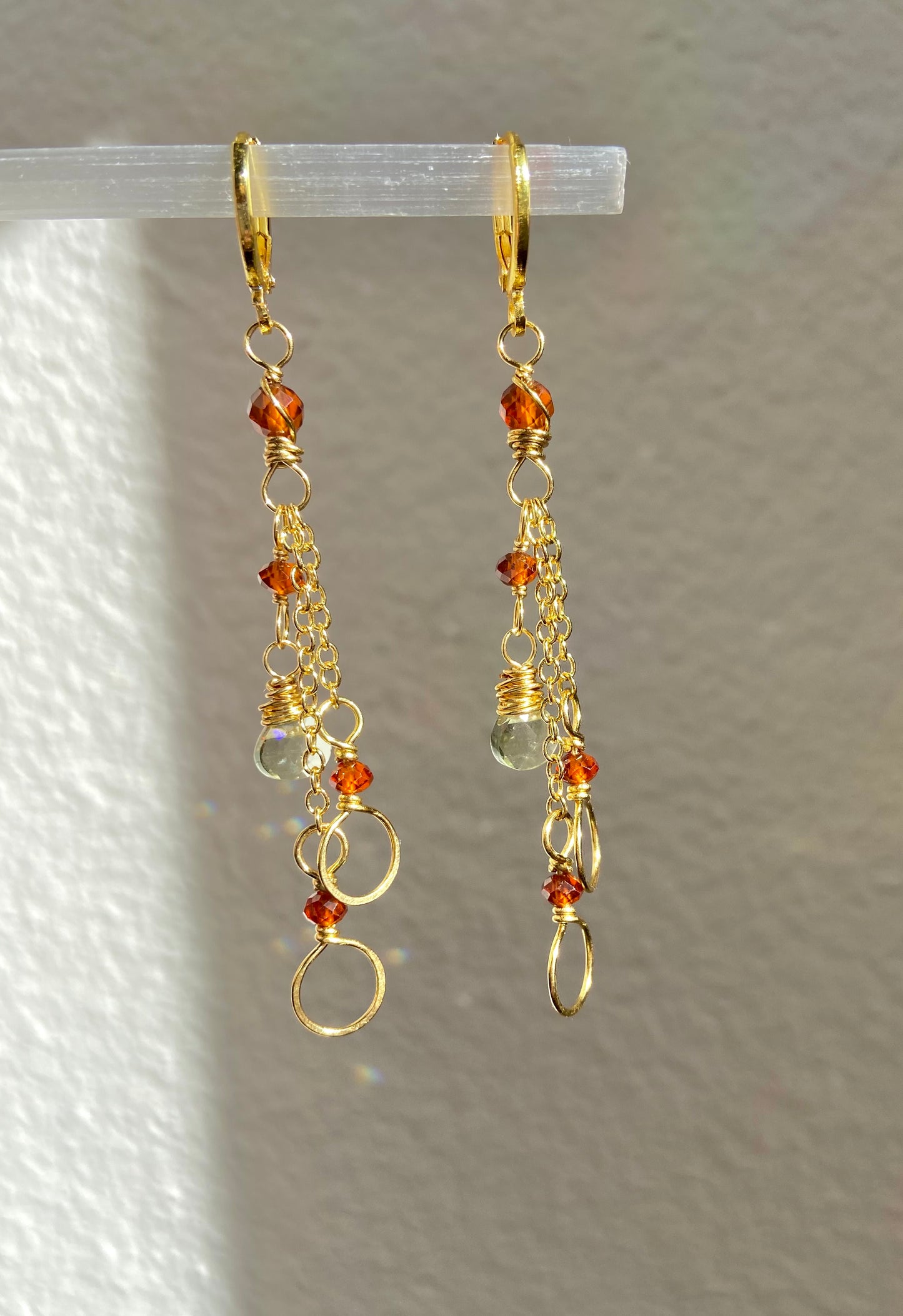 The Lucia in Hessonite Garnet + Green Amethyst - Heart Chakra Connection, Healing and Awakening