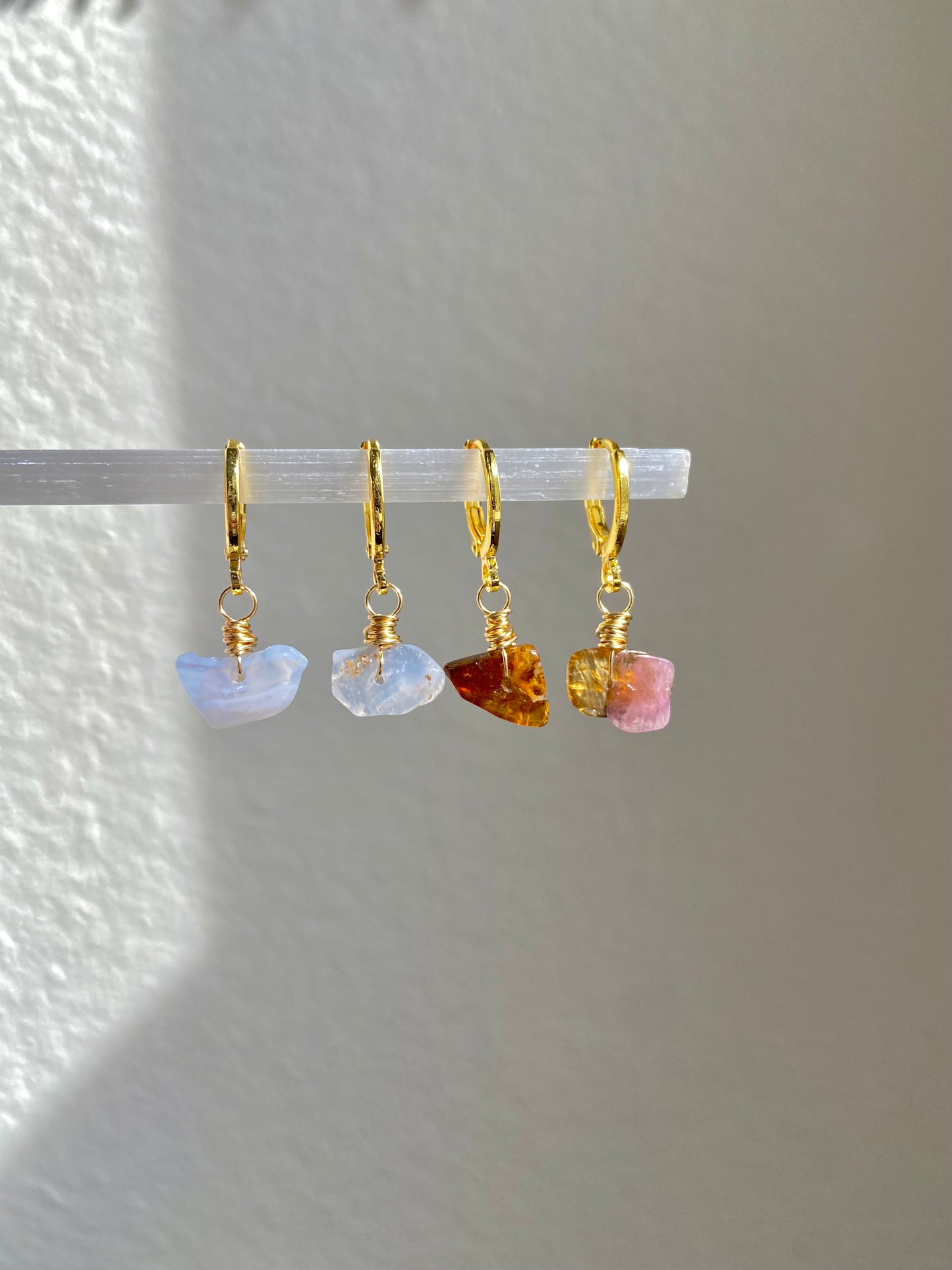 The Louisa Set in Blue Lace Agate + Pink and Orange Tourmaline