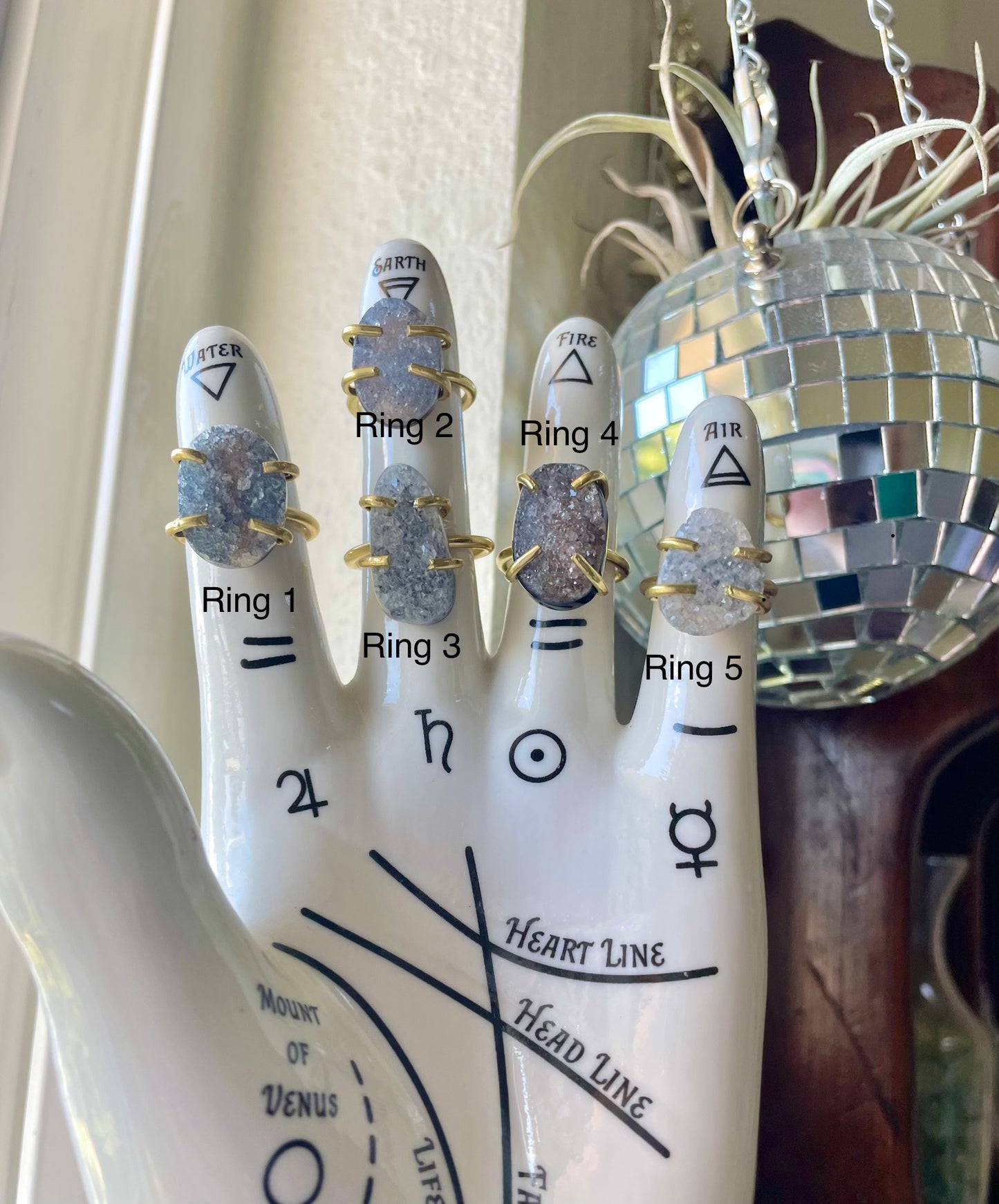 Adjustable Druzy Agate Rings