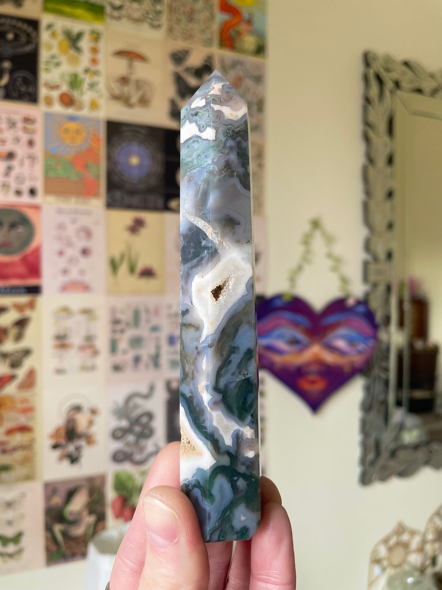 Large Moss Agate Tower