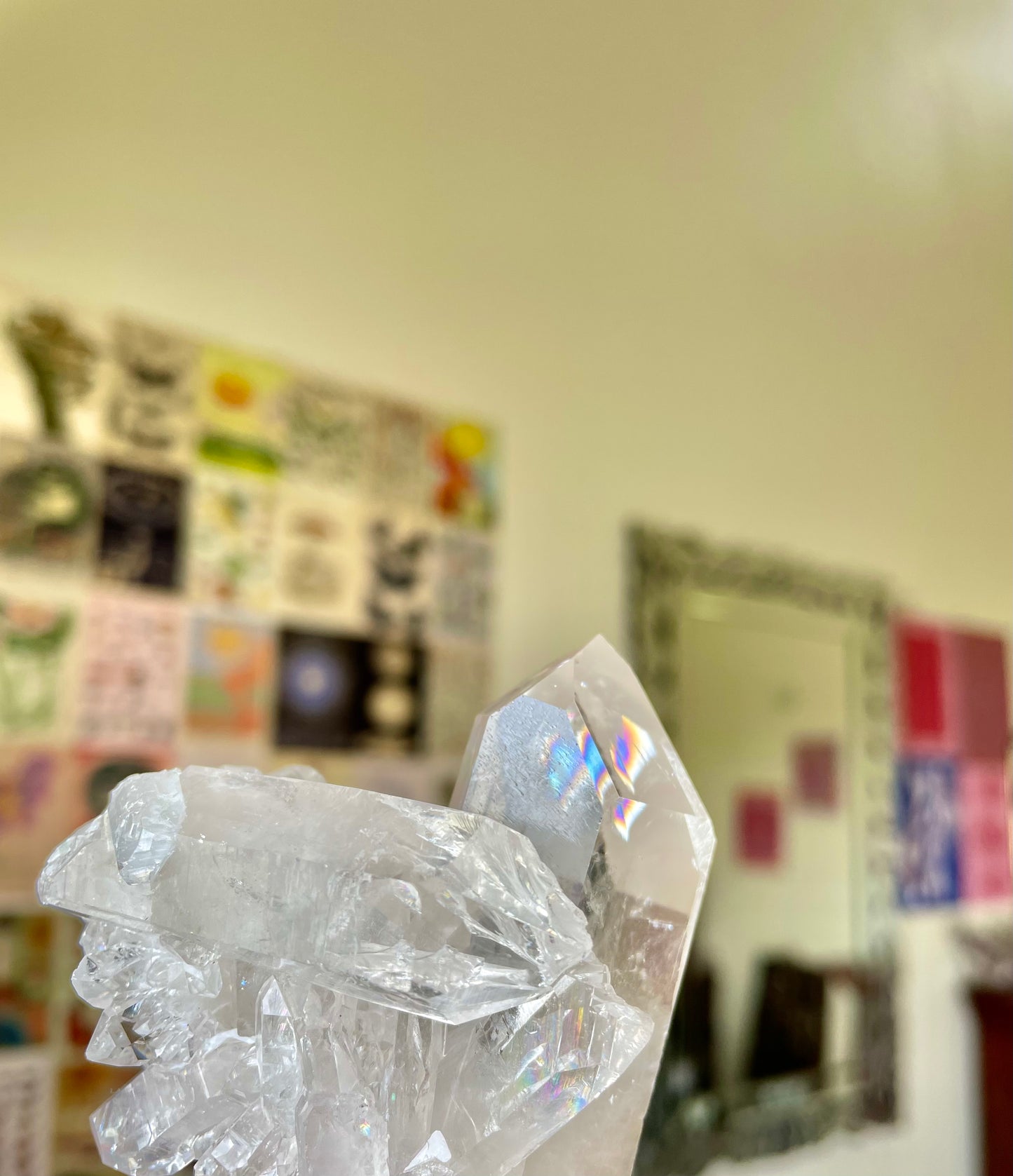 Grade AA Clear Quartz Cluster with Rainbows