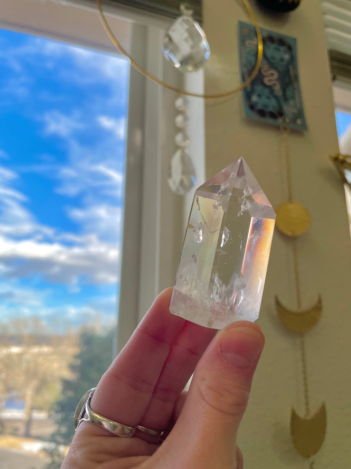 Clear Quartz Tower with Rainbows
