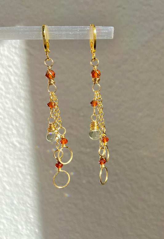 The Lucia in Hessonite Garnet + Green Amethyst - Heart Chakra Connection, Healing and Awakening