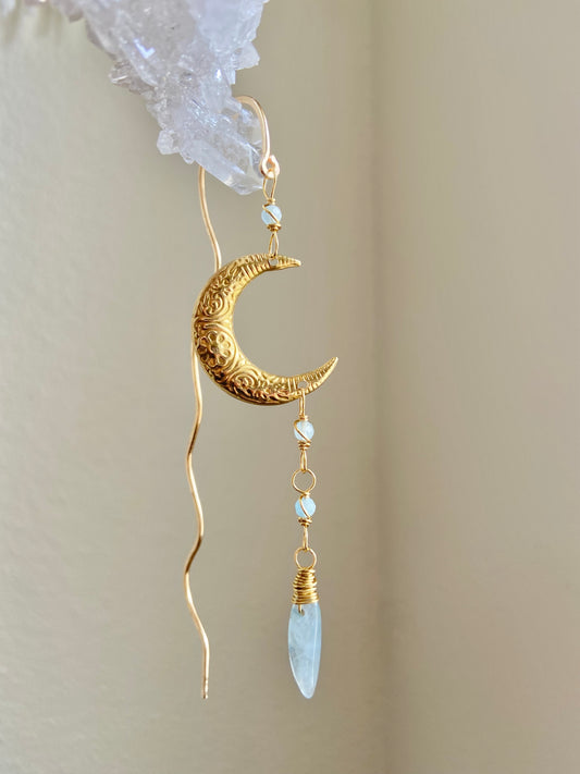 Aquamarine Moon Hook Bookmark