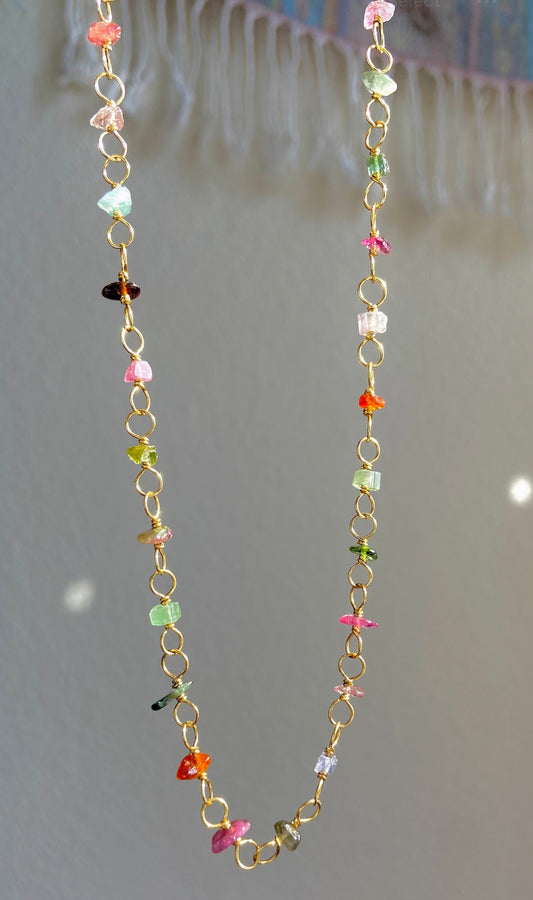 Watermelon Tourmaline Necklace (size options available)
