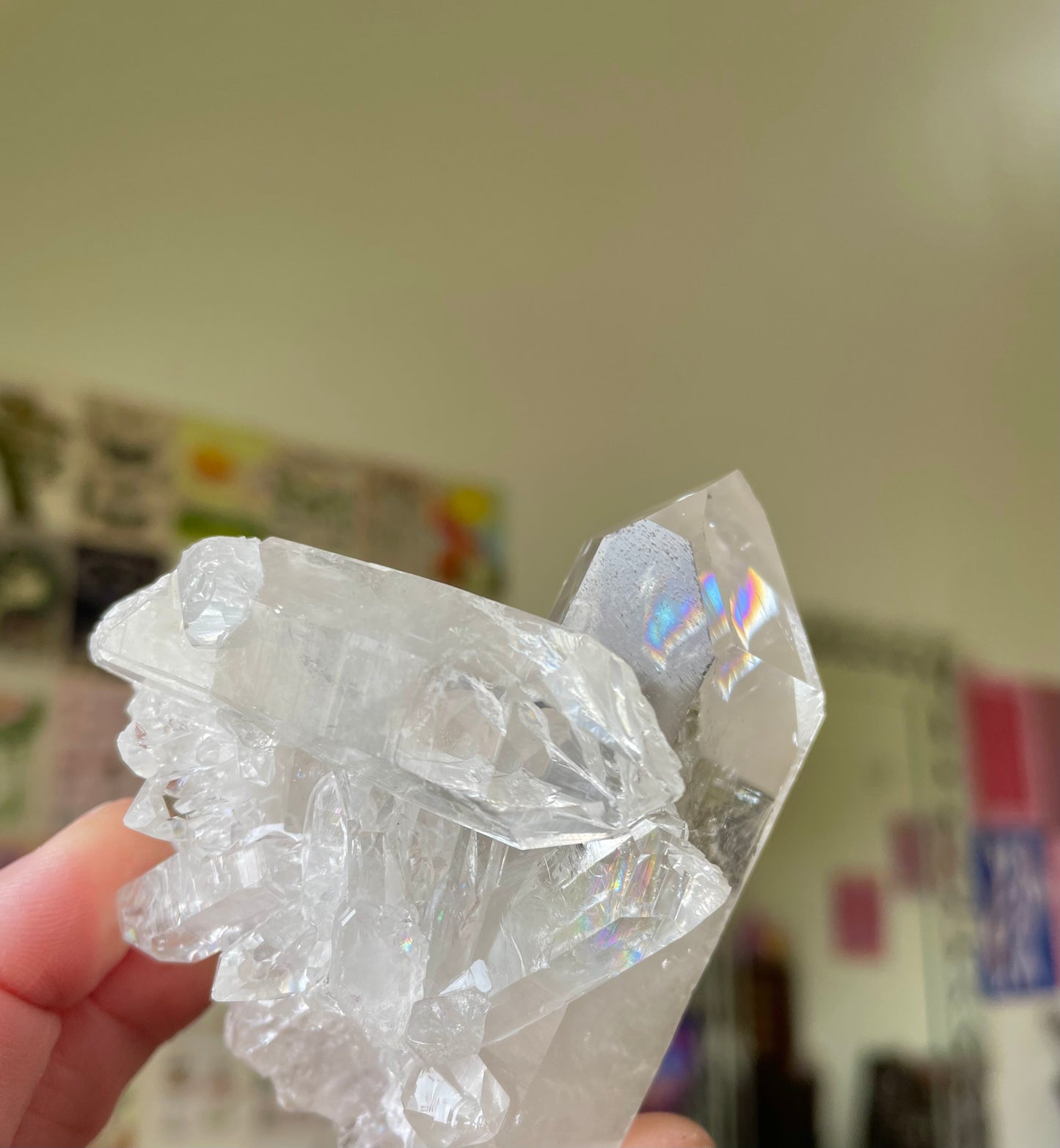 Grade AA Clear Quartz Cluster with Rainbows