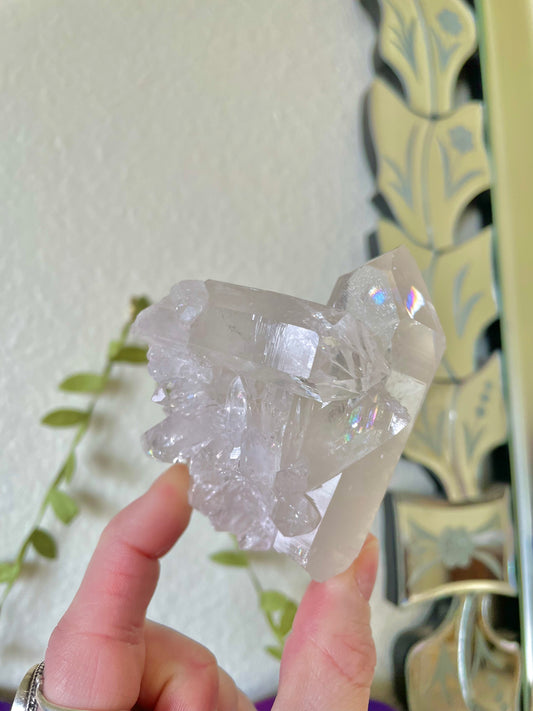 Grade AA Clear Quartz Cluster with Rainbows